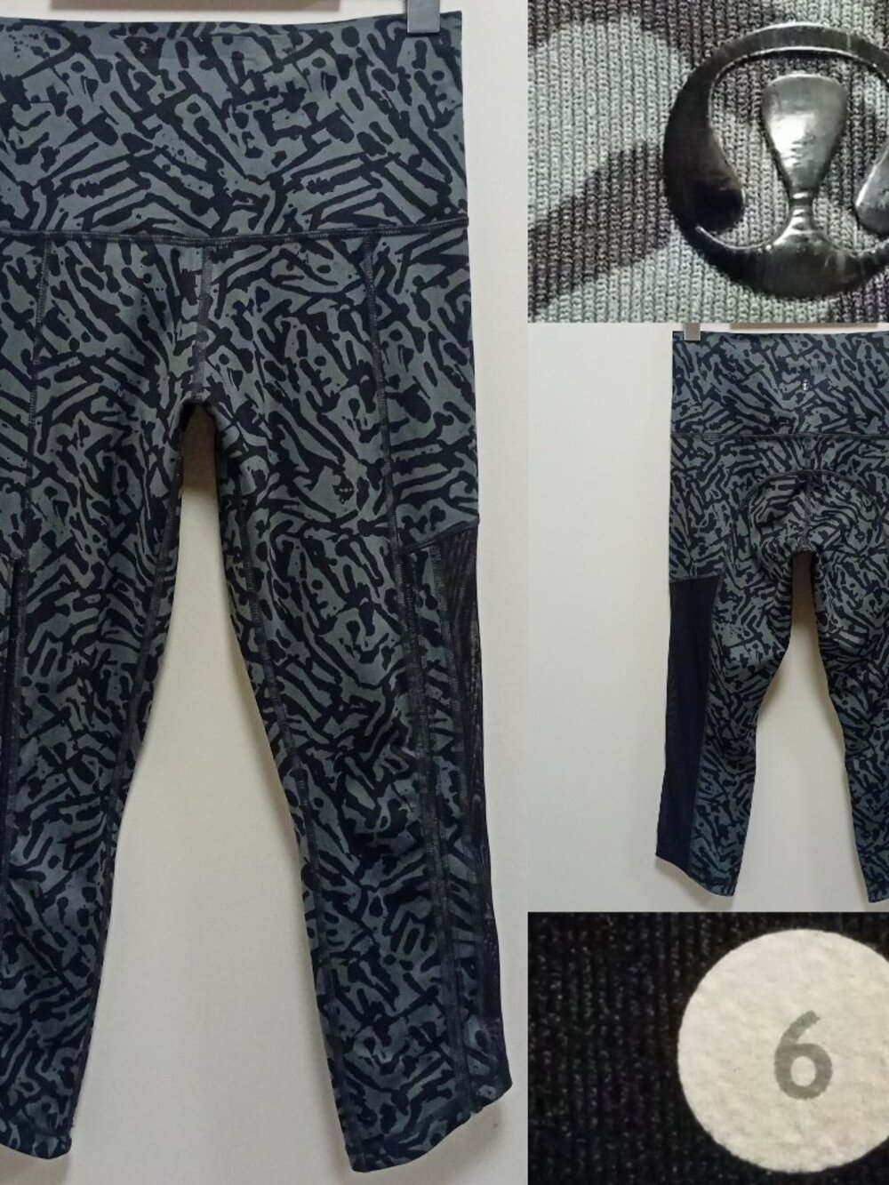 Lululemon Hot To Street Crop Biggie Brushed Animal Coal Black Luxtreme 6 Small